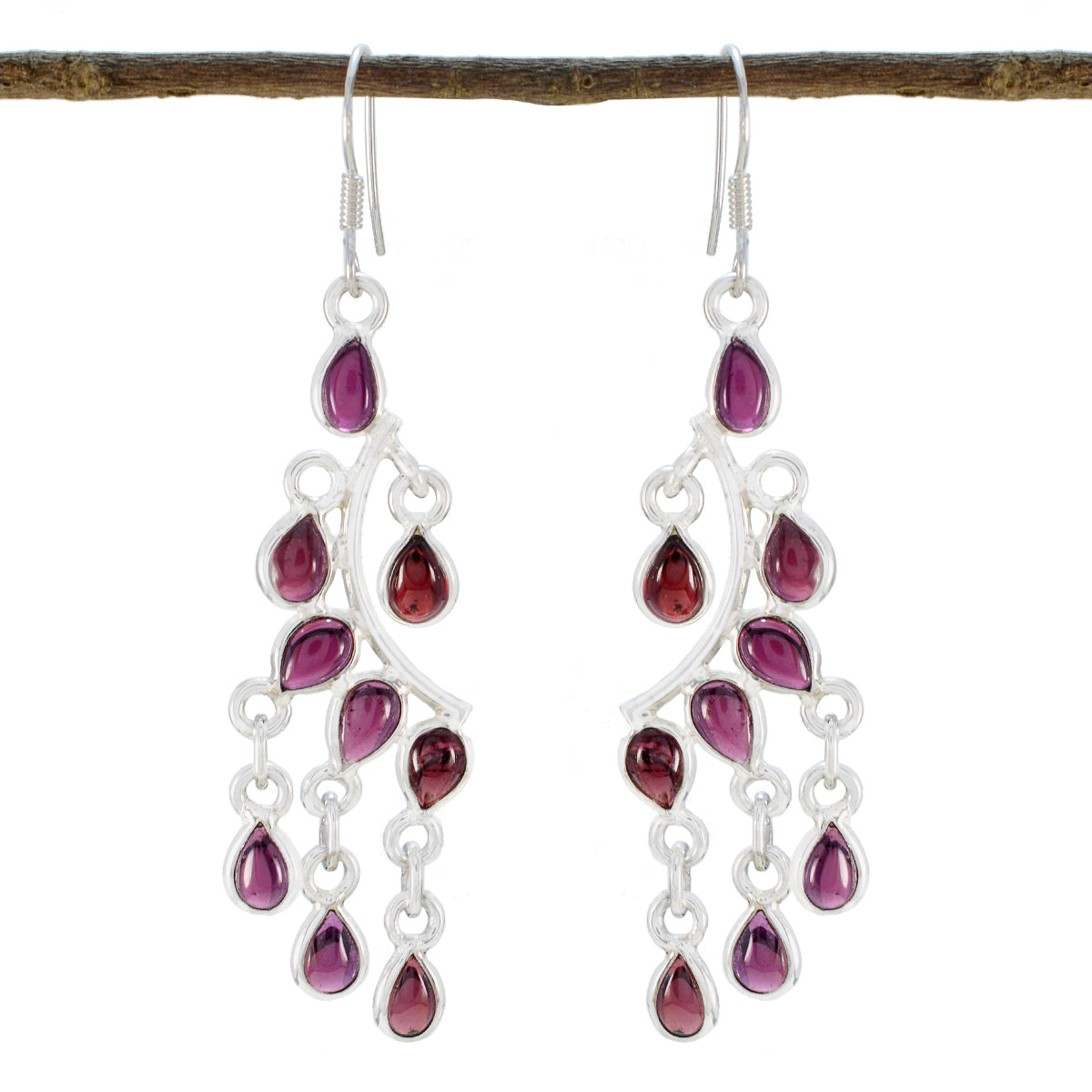 Garnet-Spanish-Micaela-multiple-Dangle-Red-925-Silver-Earring Huvudsaklig produktbild
