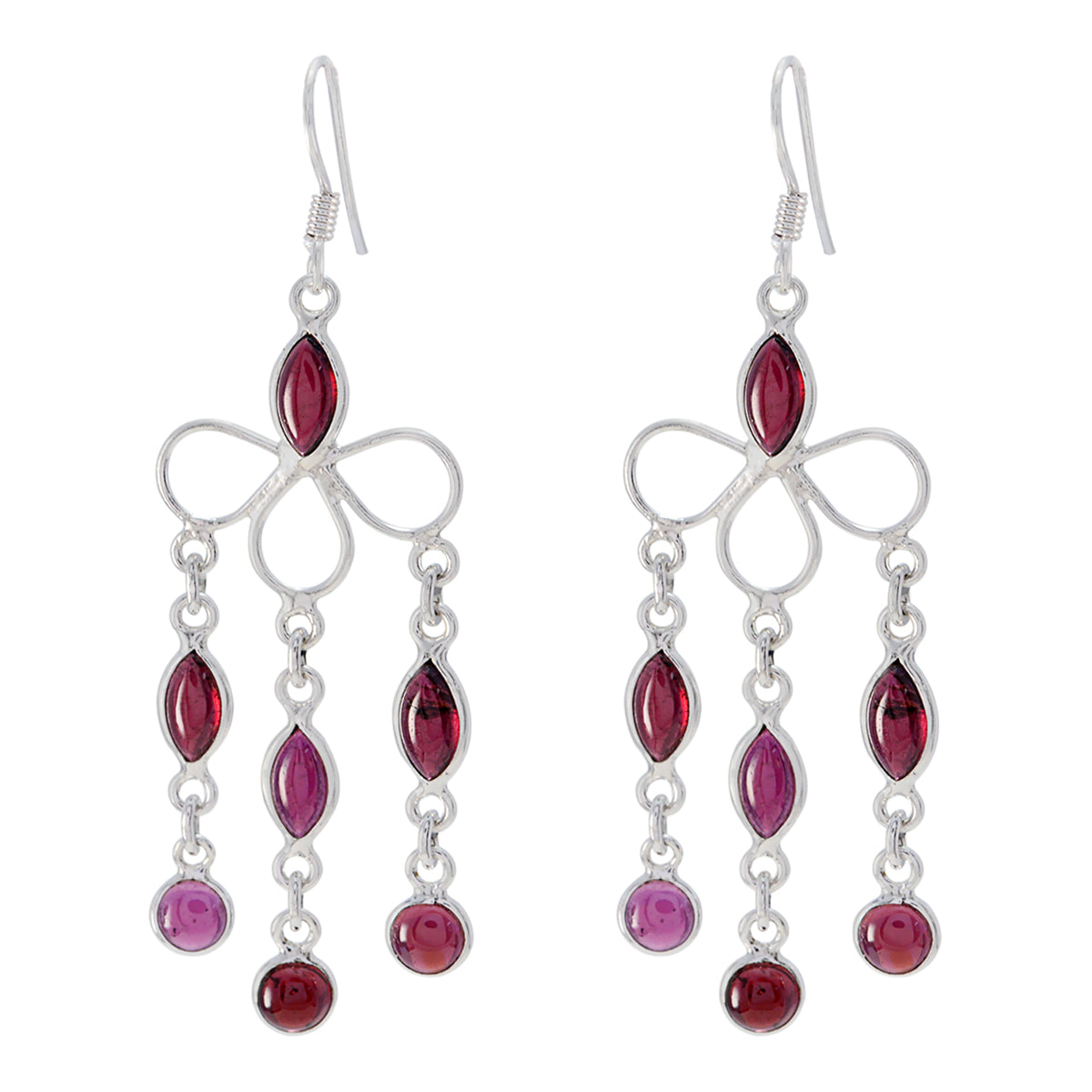 Garnet-French-Natalia-multiple-Dangle-Red-Sterling-Silver-Earring Hoofdafbeelding