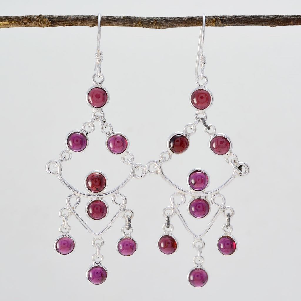 Garnet-German-Nayara-multiple-Dangle-Red-Silver-Earring