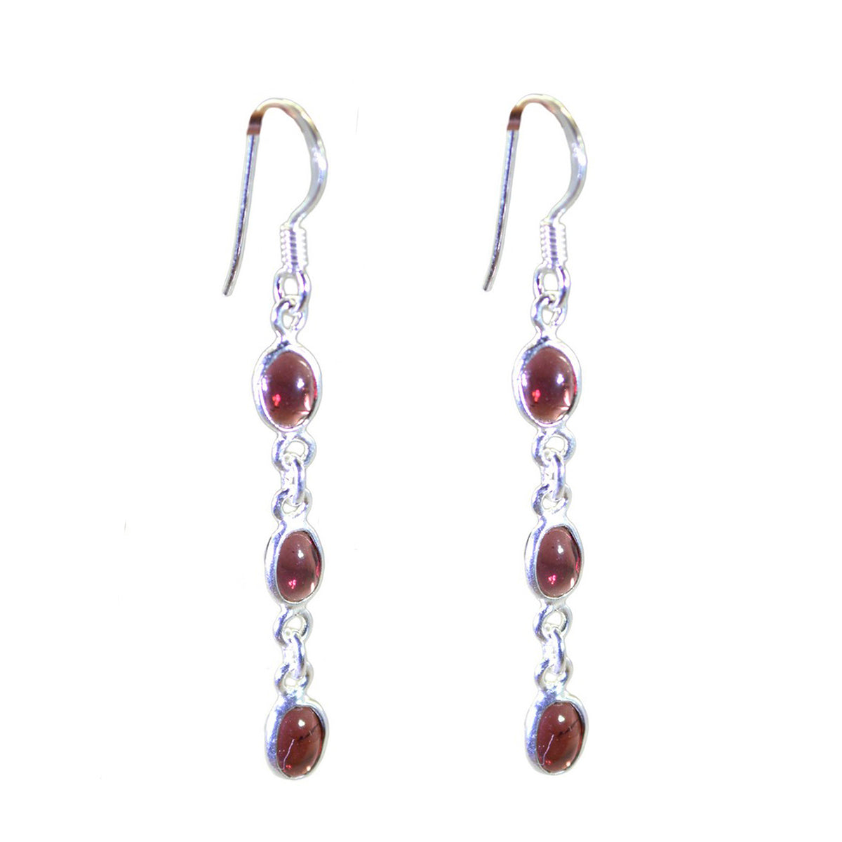 Garnet-African-Noelia-multiple-Dangle-Red-Silver-Earring