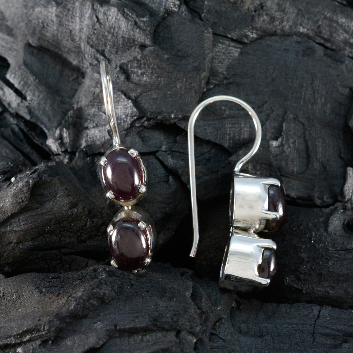 Garnet-Korean-Renata-multiple-Dangle-Red-Silver-Earring