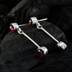 Garnet-Japanese-Rosa-multiple-Stud-Red-Silver-Earring