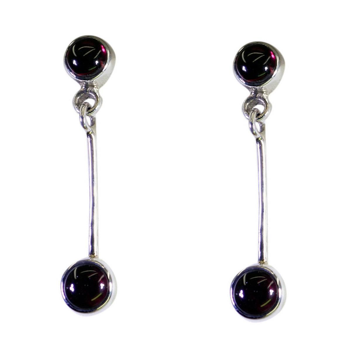Garnet-Japanese-Rosa-multiple-Stud-Red-Silver-Earring