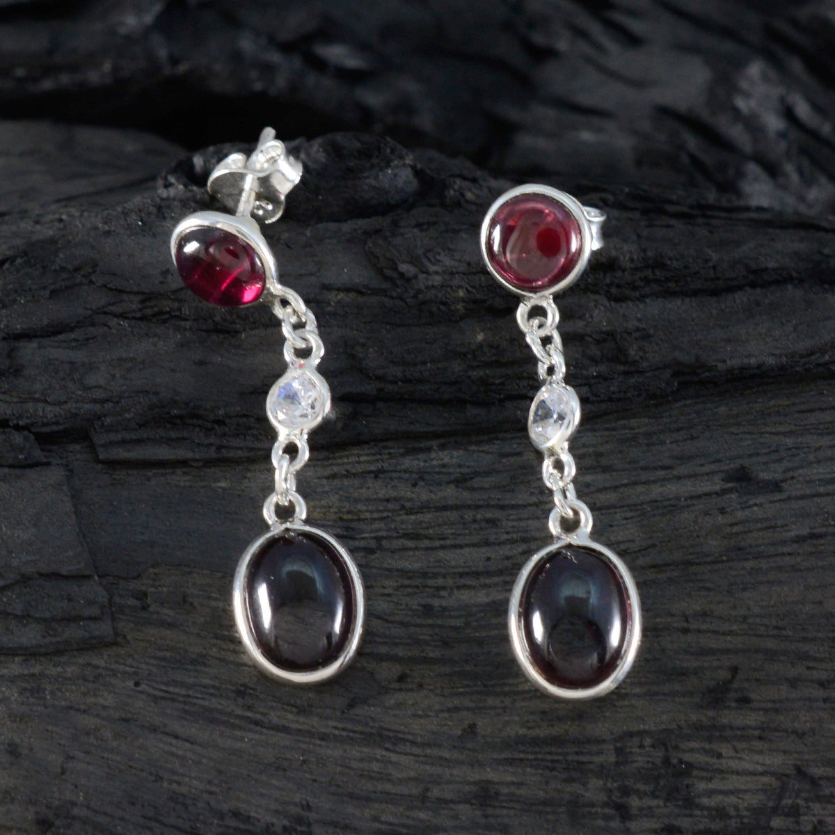 Garnet-Turkish-Sara-multiple-Stud-Red-925-Silver-Earring
