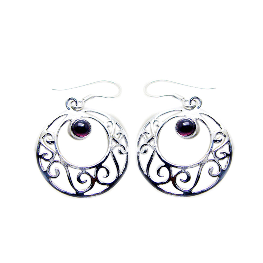 Garnet-American-Anna-Solitaire-Dangle-Red-Silver-Earring
