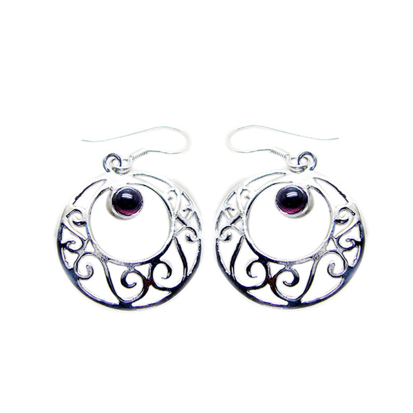 Garnet-American-Anna-Solitaire-Dangle-Red-Silver-Earring