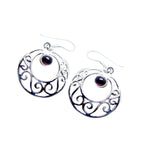 Garnet-American-Anna-Solitaire-Dangle-Red-Silver-Earring