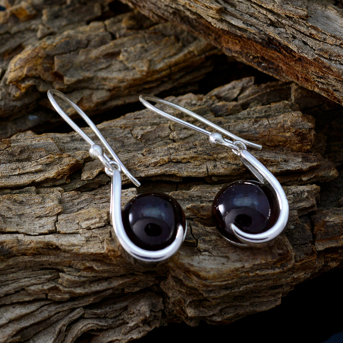 Garnet-Japanese-Audrey-Solitaire-Dangle-Red-925-Sterling-Silver-Earring