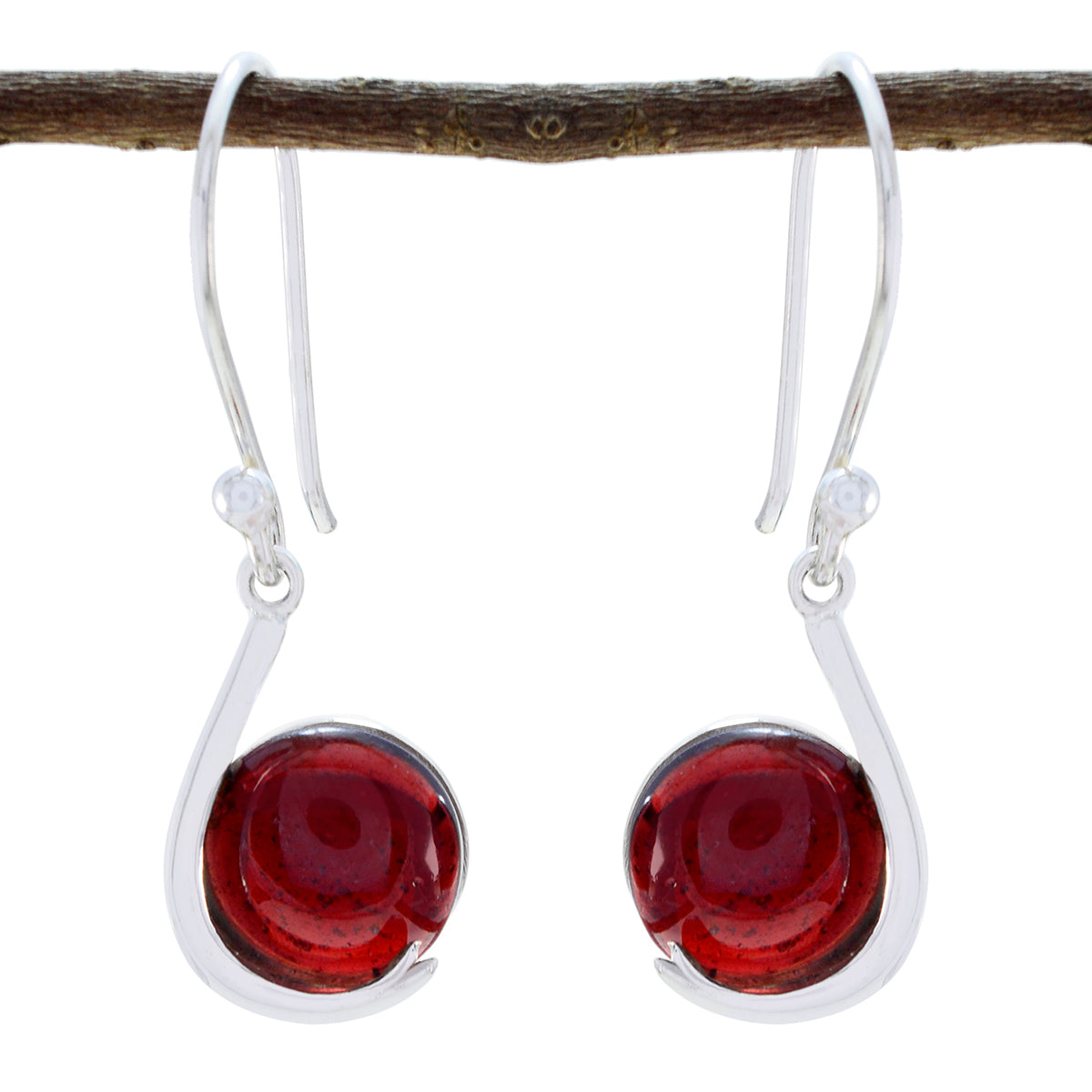 Granat-Japanischer-Audrey-Solitär-Ohrhänger-Rot-925-Sterling-Silber Hauptbild