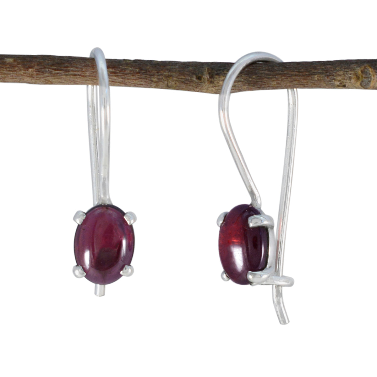 Garnet-Russian-Pauline-Solitaire-Dangle-Red-Silver-Earring