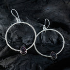 Garnet-Italian-Autumn-Solitaire-Dangle-Red-925-Silver-Earring