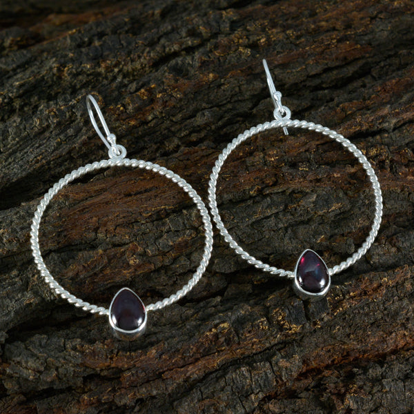 Garnet-Italian-Autumn-Solitaire-Dangle-Red-925-Silver-Earring