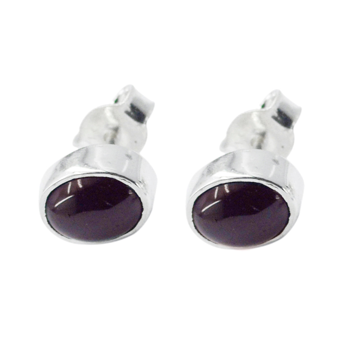 Garnet-Middle-Eastern-Ava-Solitaire-Stud-Red-Sterling-Silver-Earring Huvudsaklig produktbild