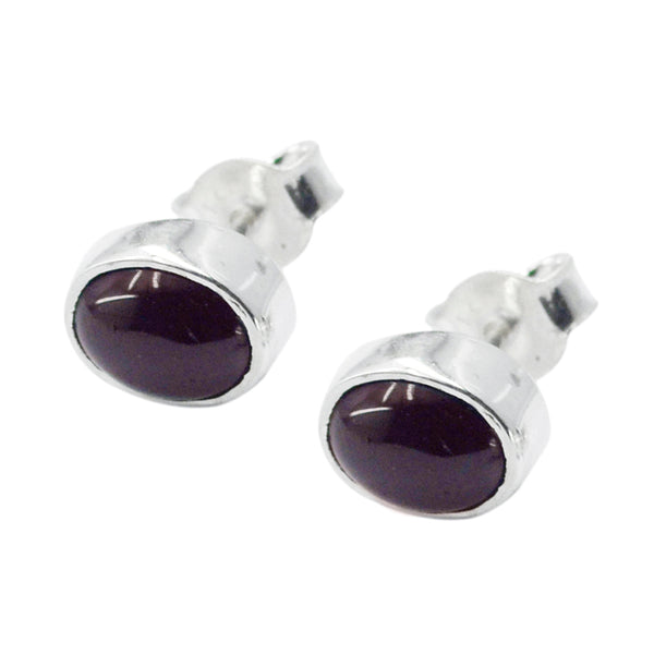 Garnet-Middle-Eastern-Ava-Solitaire-Stud-Red-Sterling-Silver-Earring