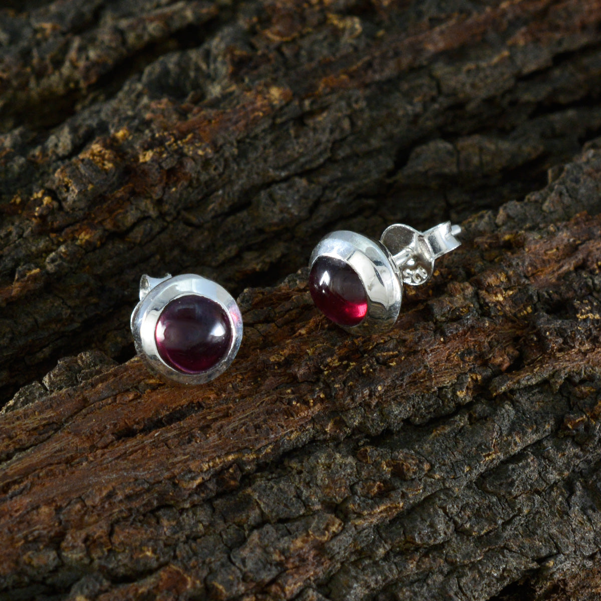 Garnet-African-Clara-Solitaire-Stud-Red-Sterling-Silver-Earring