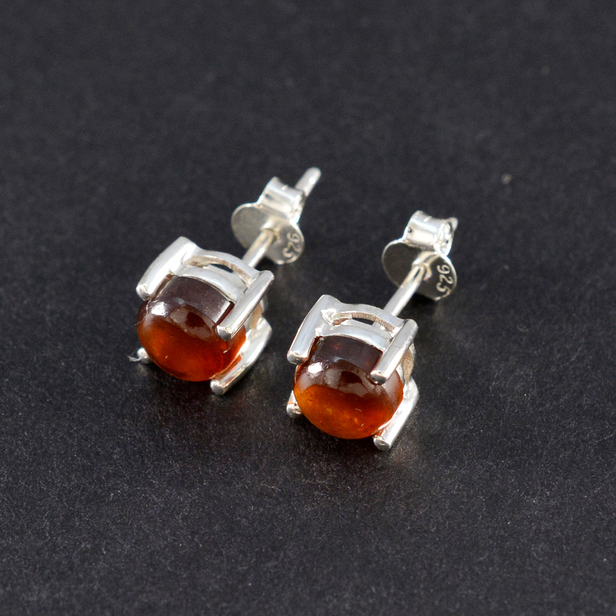 Granat-American-Rileya-Solitär-Ohrstecker-Rot-Silber-Ohrring