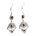Garnet-Indian-Nisa-multiple-Dangle-Red-92.5-Silver-Earring