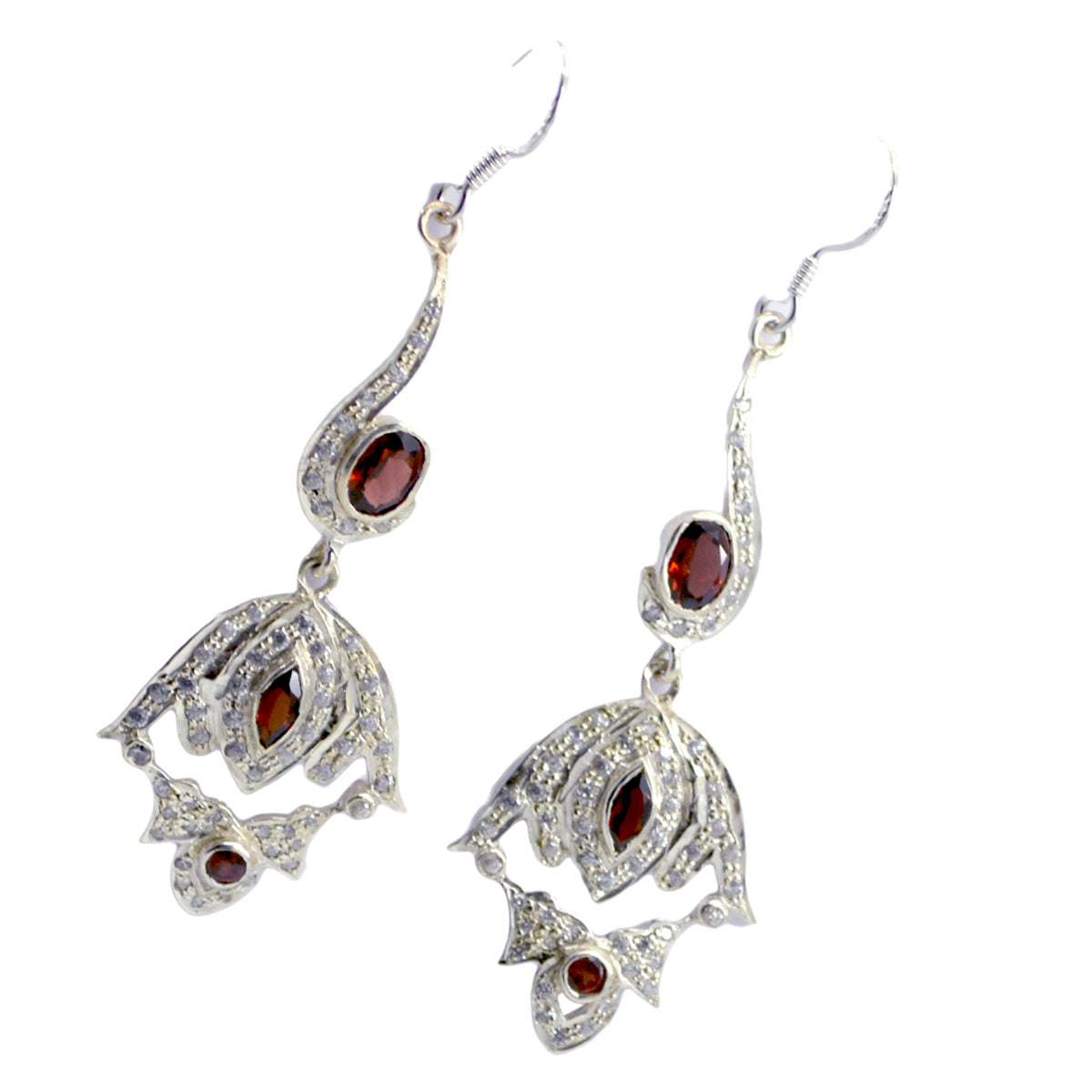 Garnet Indian Nisa multiple Dangle Red 92.5 Silver Earring Второстепенное изображение товара