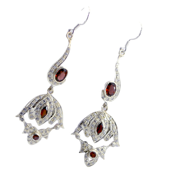 Garnet-Indian-Nisa-multiple-Dangle-Red-92.5-Silver-Earring