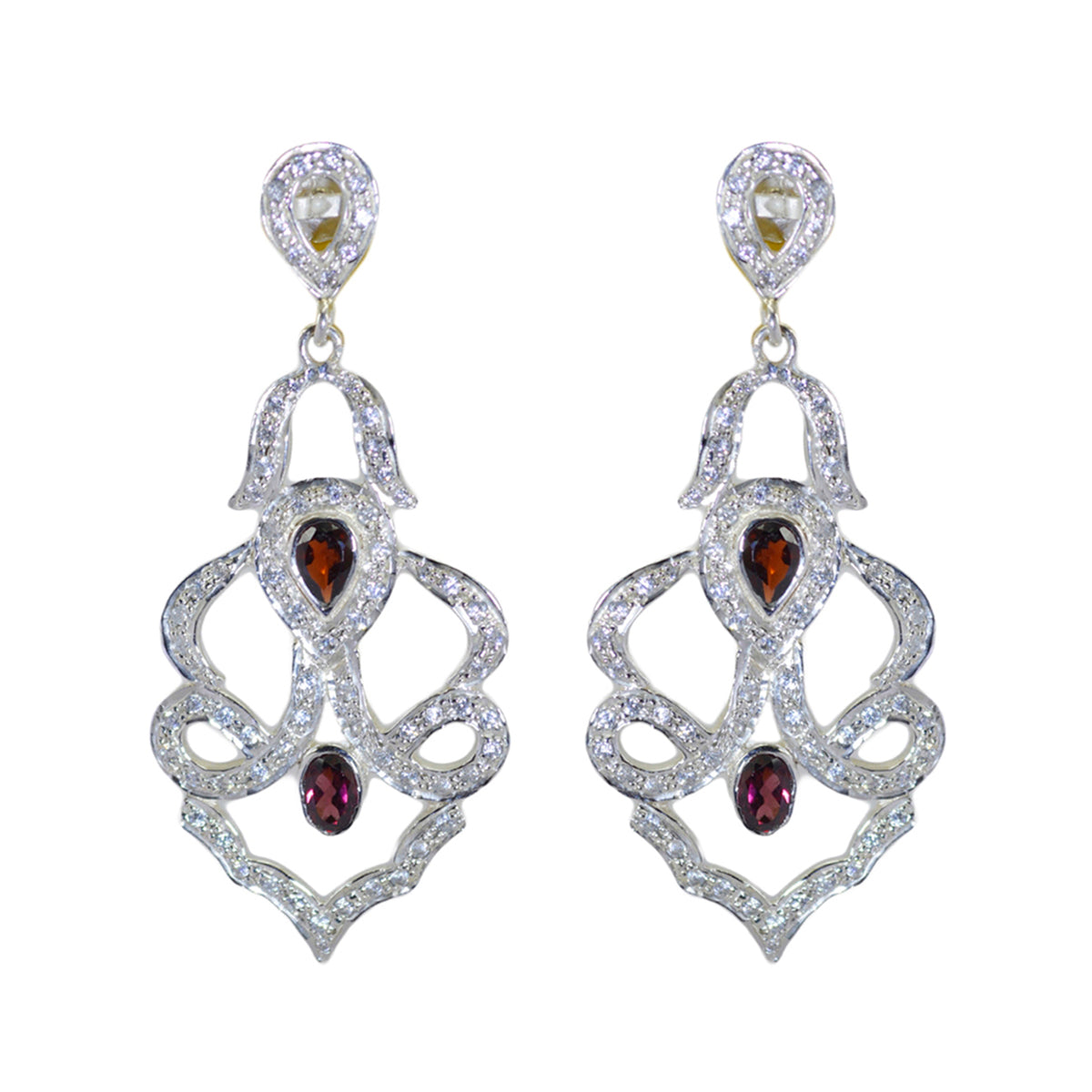 Garnet-Indian-Meera-multiple-Stud-Red-925-Sterling-Silver-Earring Imagen principal del producto