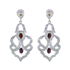 Garnet-Indian-Meera-multiple-Stud-Red-925-Sterling-Silver-Earring