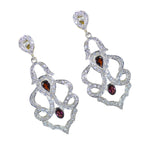 Garnet-Indian-Meera-multiple-Stud-Red-925-Sterling-Silver-Earring