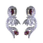 Garnet-Indian-Priya-multiple-Stud-Red-Silver-Earring