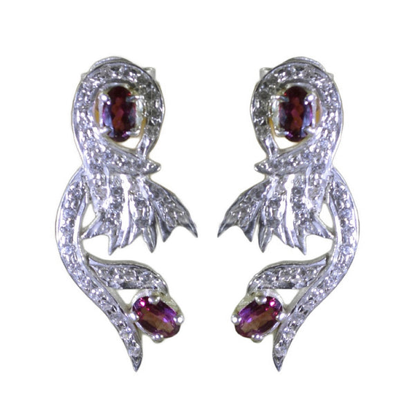 Garnet-Indian-Priya-multiple-Stud-Red-Silver-Earring