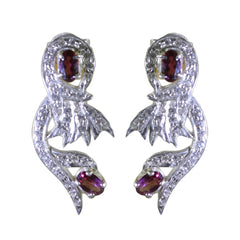 Garnet-Indian-Priya-multiple-Stud-Red-Silver-Earring