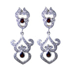 Garnet-Indian-Putri-multiple-Stud-Red-Sterling-Silver-Earring