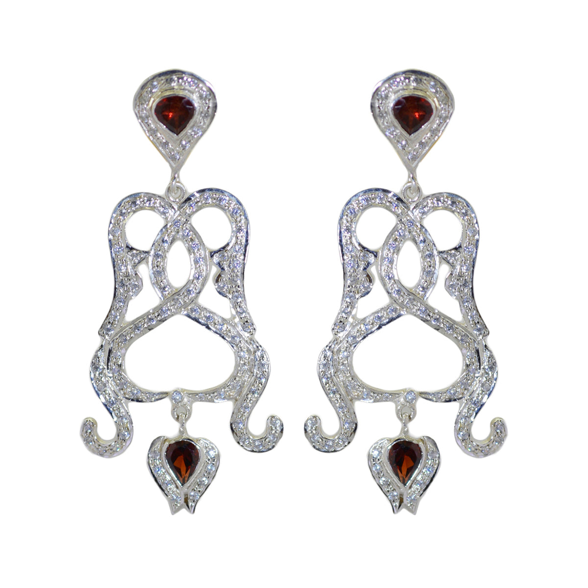 Garnet-Indian-Riya-multiple-Stud-Red-92.5-Silver-Earring