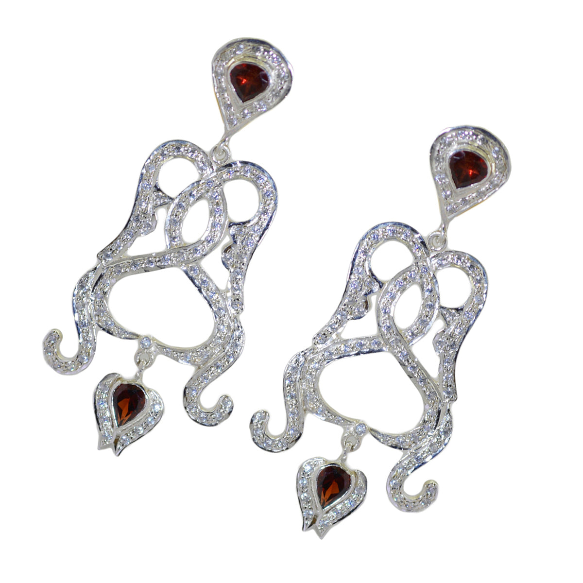 Garnet-Indian-Riya-multiple-Stud-Red-92.5-Silver-Earring