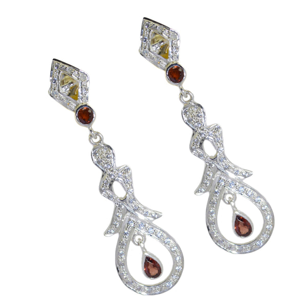 Garnet-Indian-Saanvi-multiple-Stud-Red-Sterling-Silver-Earring
