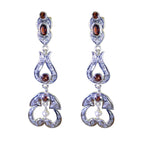 Garnet-Indian-Putri-multiple-Stud-Red-925-Silver-Earring