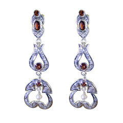 Garnet-Indian-Putri-multiple-Stud-Red-925-Silver-Earring