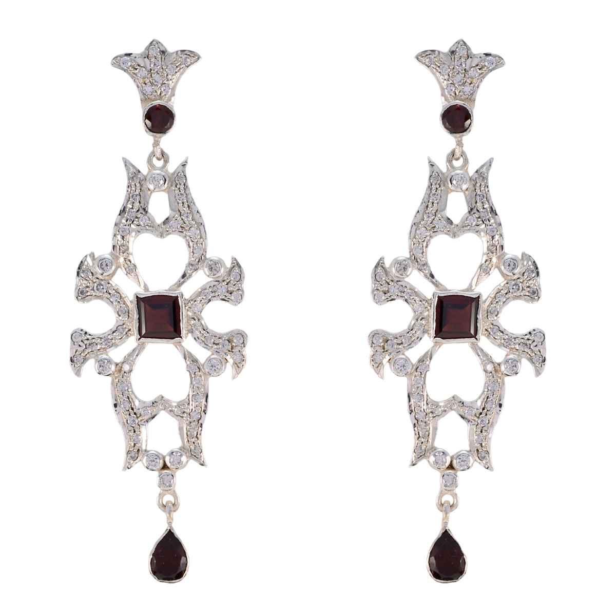 Garnet-Indian-Siti-multiple-Stud-Red-925-Silver-Earring