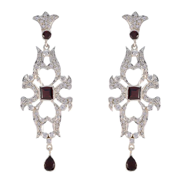 Garnet-Indian-Siti-multiple-Stud-Red-925-Silver-Earring