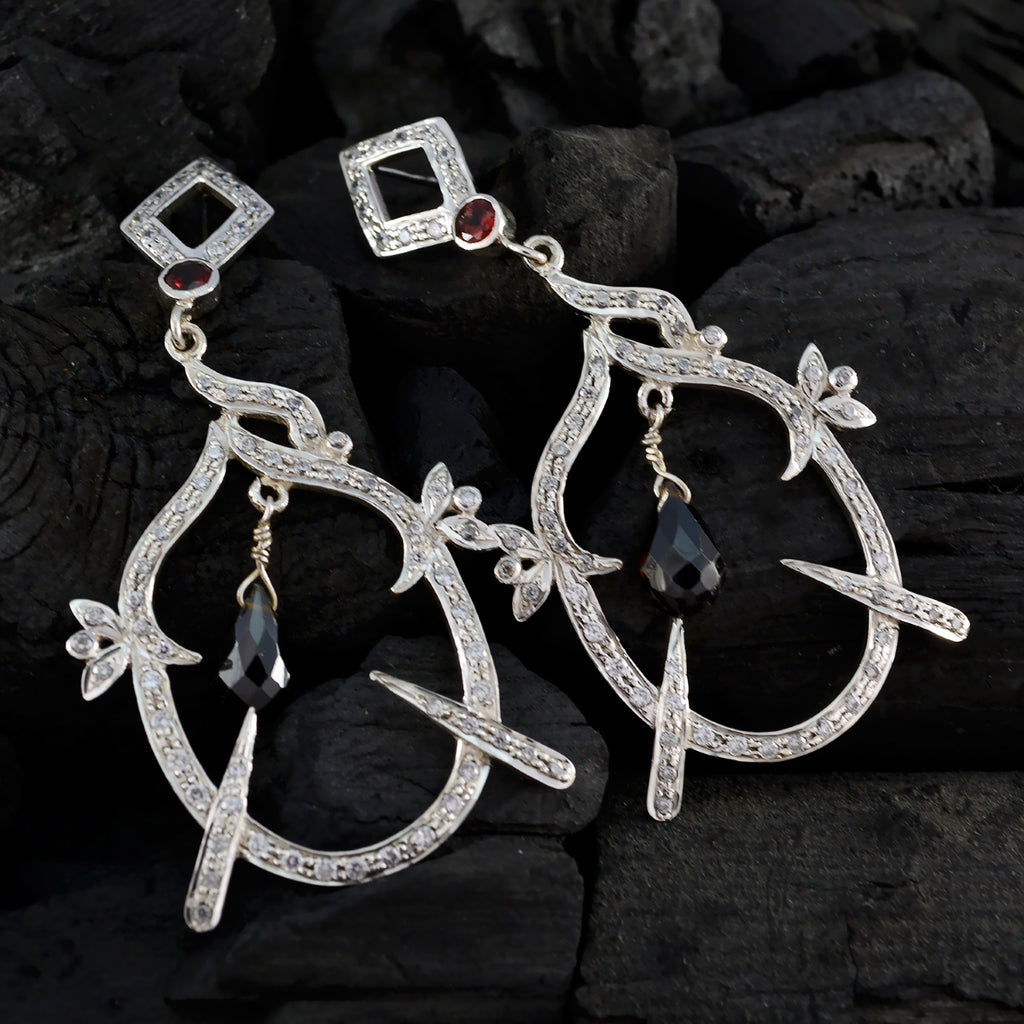 Garnet-Indian-Liyana-multiple-Stud-Red-Sterling-Silver-Earring