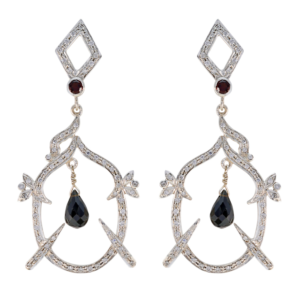 Garnet-Indian-Liyana-multiple-Stud-Red-Sterling-Silver-Earring