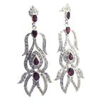 Garnet-Indian-Aisha-multiple-Stud-Red-92.5-Silver-Earring