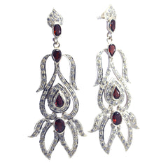 Garnet-Indian-Aisha-multiple-Stud-Red-92.5-Silver-Earring