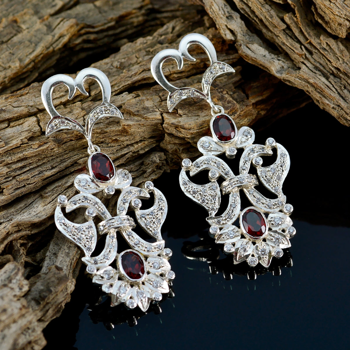 Garnet-Indian-Ananya-multiple-Stud-Red-925-Sterling-Silver-Earring