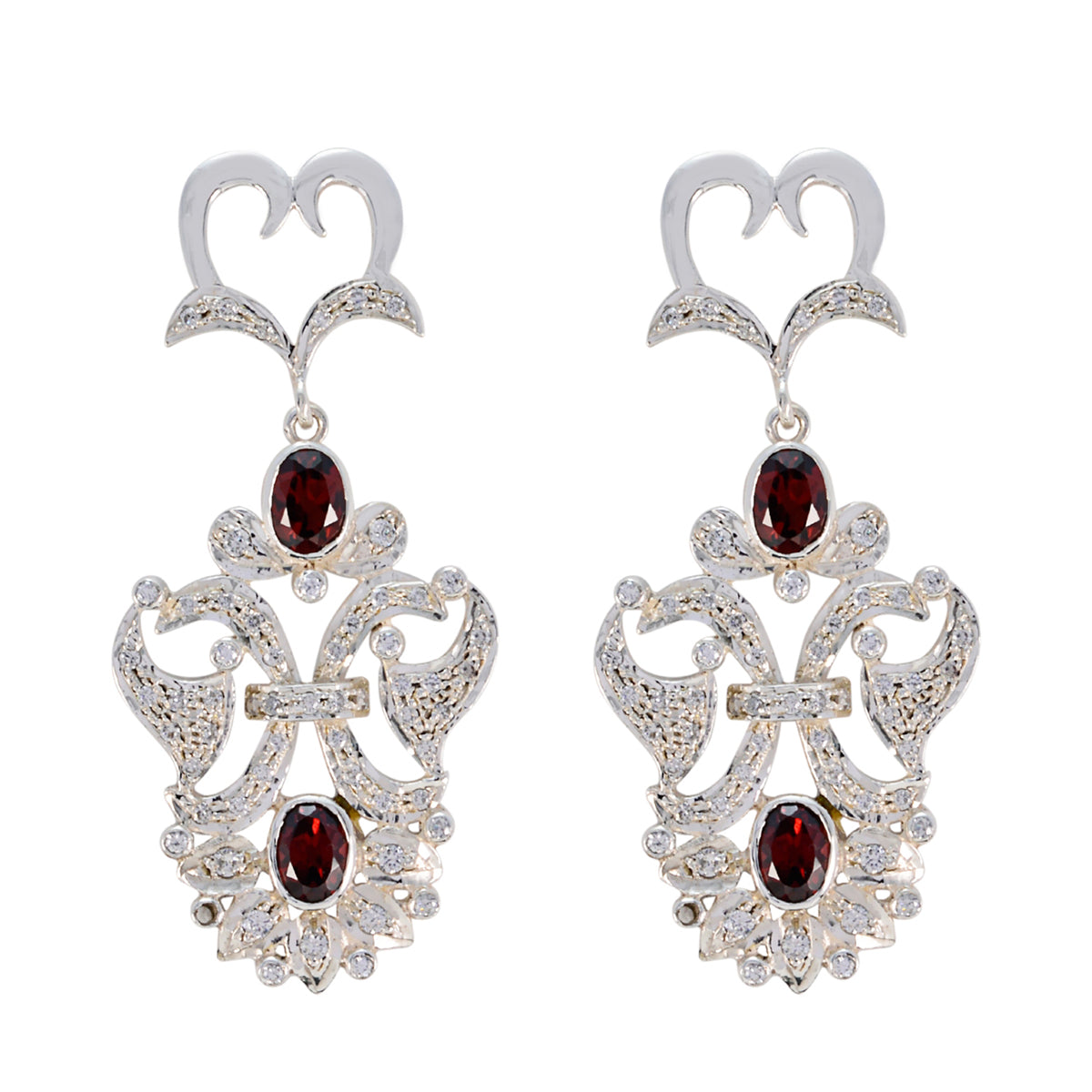Garnet-Indian-Ananya-multiple-Stud-Red-925-Sterling-Silver-Earring メイン画像