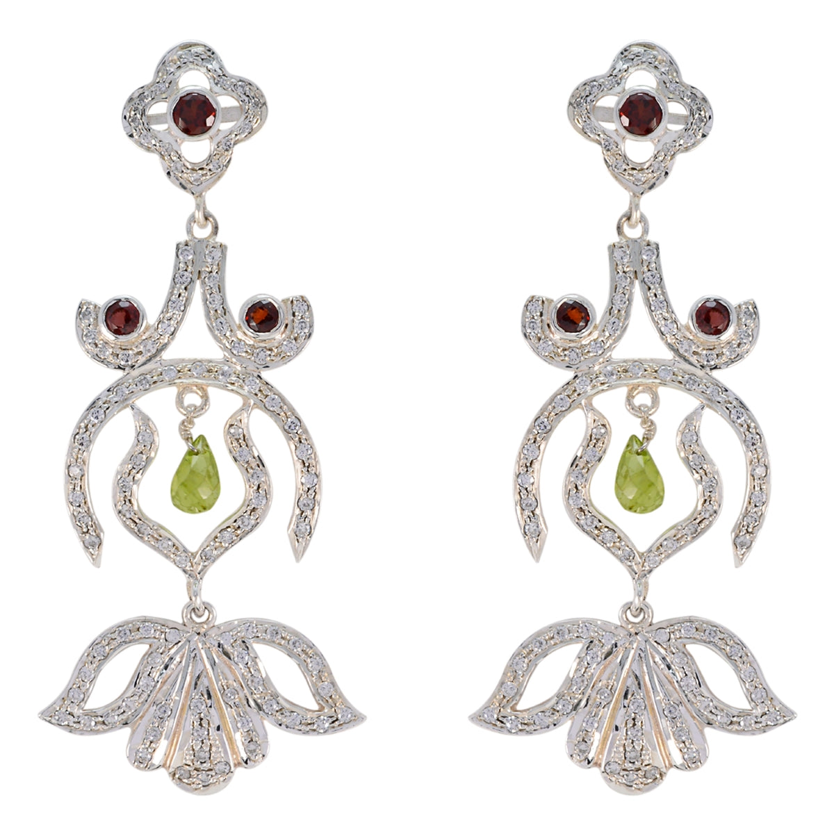 Garnet-Indian-Angel-multiple-Stud-Red-925-Silver-Earring