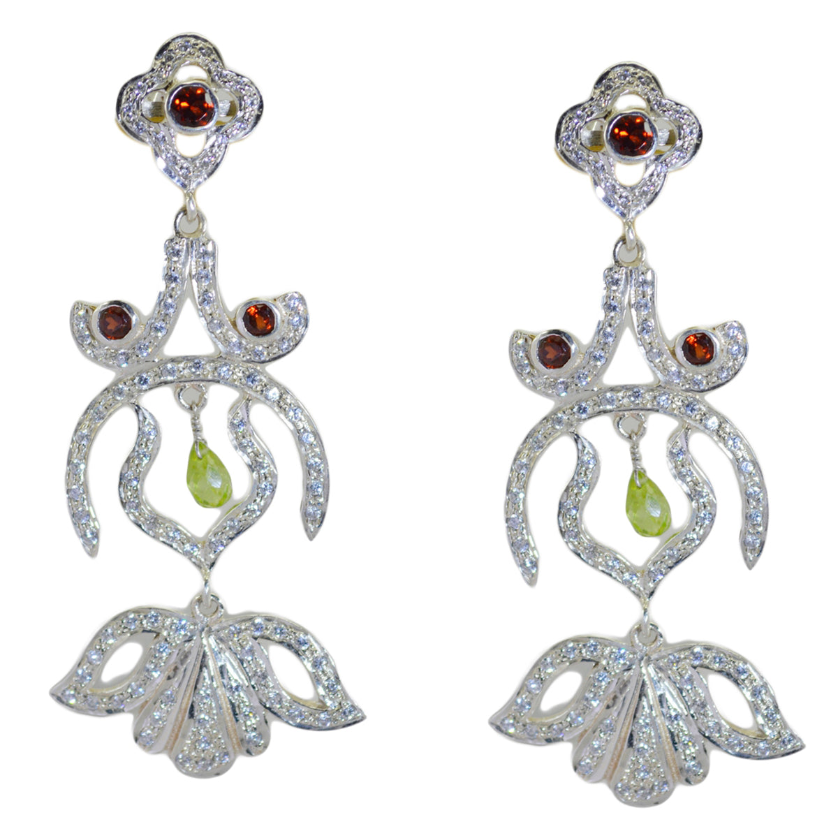 Garnet-Indian-Angel-multiple-Stud-Red-925-Silver-Earring