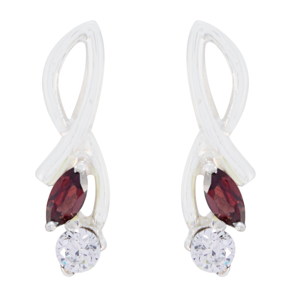 Garnet-Russian-Ana-multiple-Stud-Red-925-Silver-Earring Immagine principale del prodotto