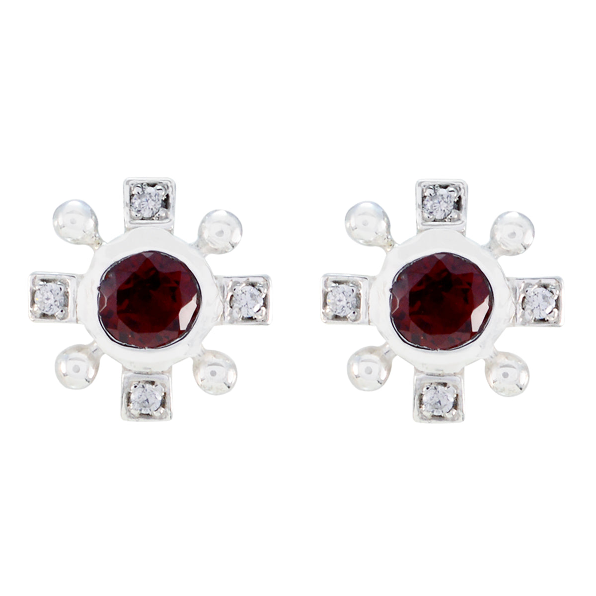 Garnet-Latin-American-Camilla-multiple-Stud-Red-925-Silver-Earring