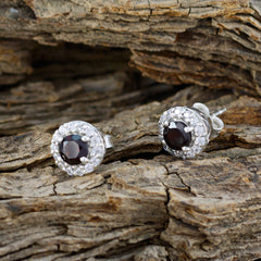 Garnet-French-Charlotte-multiple-Stud-Red-Silver-Earring
