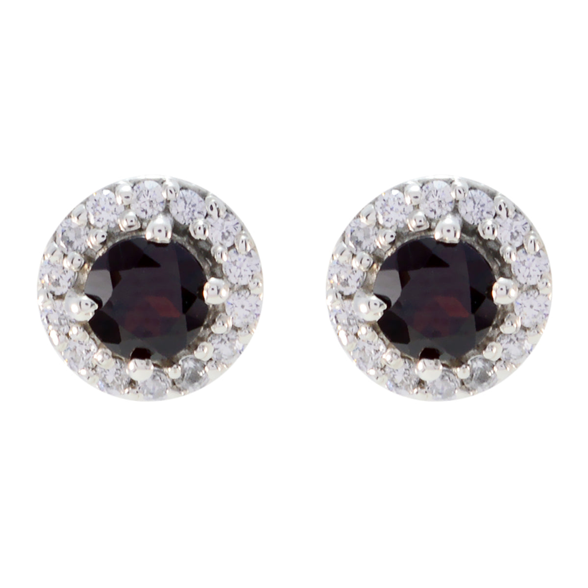 Garnet-French-Charlotte-multiple-Stud-Red-Silver-Earring Image principale du produit