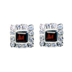 Garnet-American-Kennedy-multiple-Stud-Red-Silver-Earring